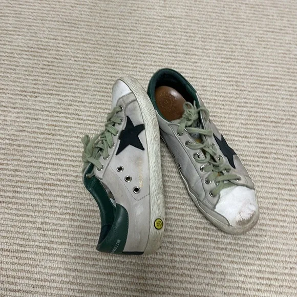 Golden goose size 38 color grey white green and navy star - Picture 2 of 6